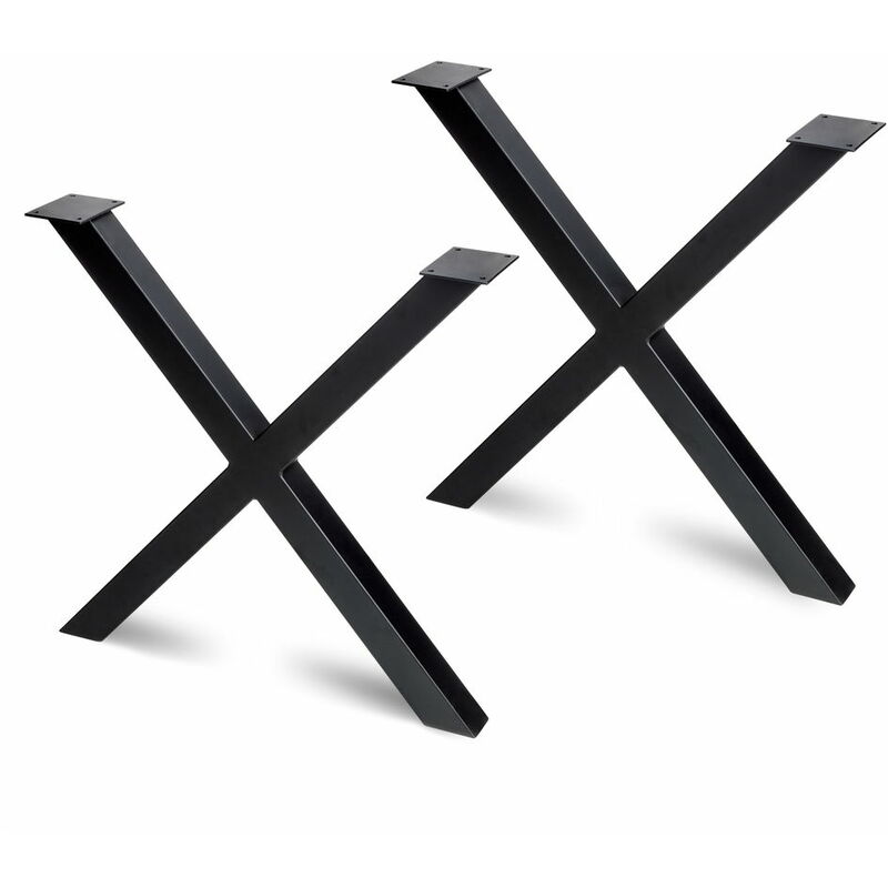 Jeux de pieds Cross pour table, 695 x 695 mm, Peint en noir - Emuca