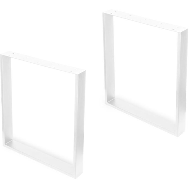 Jeu de pieds rectangulaires Square pour table, largeur 600mm, Acier, Peint en blanc - Emuca