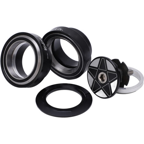 Jeu de direction VTT 34mm avec roulements scellés, usinage CNC, noir pour fourche et cadre.