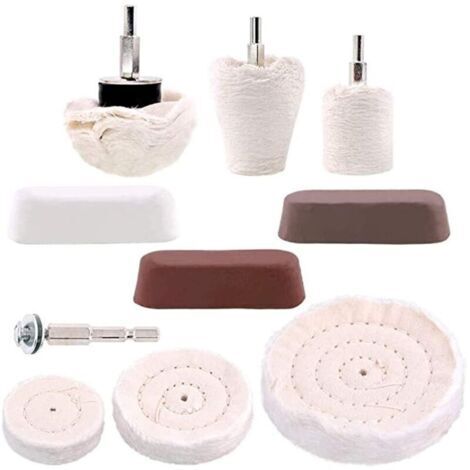 Jeu de disques de polissage 10 pièces avec pâte à polir - Disques de polissage pour tournevis sans fil - Aluminium poli et acier inoxydable
