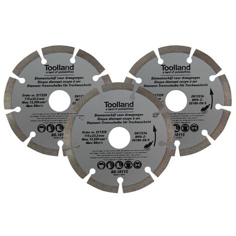 TOOLLAND Jeu de disques diamantés - 115 mm - segmentés - 3 pcs.