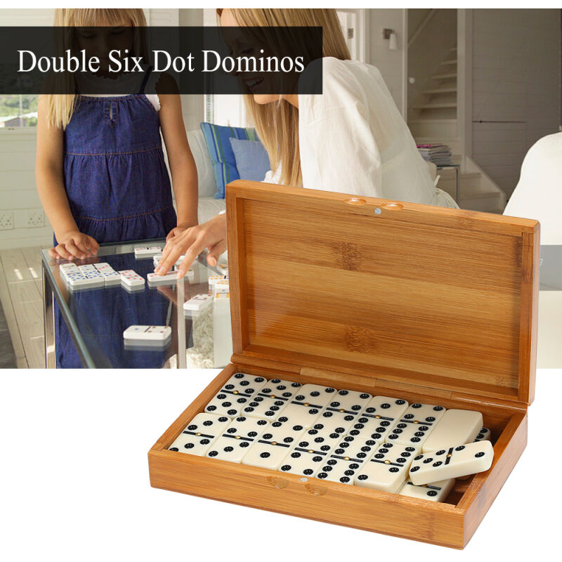 Jeu de dominos Double Six Jeu de divertissement récréatif Jeu de voyage Jouet Dominos à points noirs