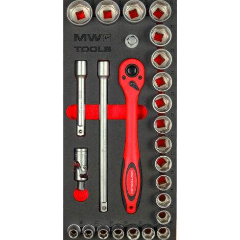 Jeu de douilles 1/2 10-32 mm 26 pièces module en mousse pour servante d'atelier MW Tools MWD1226