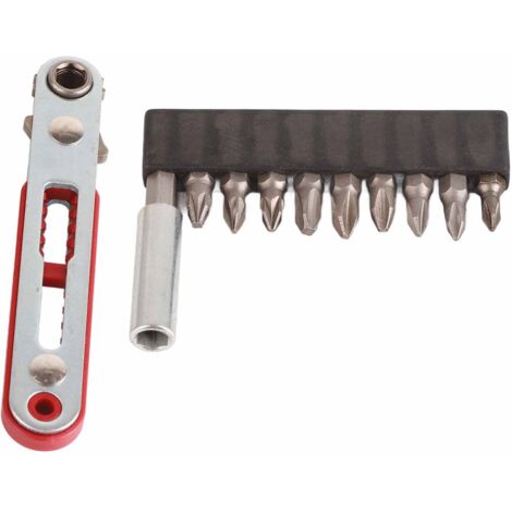 Jeu de douilles 1/4" avec cliquet réversible, rallonge et embouts tournevis pour travaux de précision