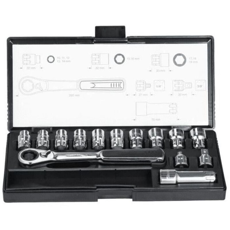 Makita - Jeu de 14 douilles + cliquet reversible B-65595