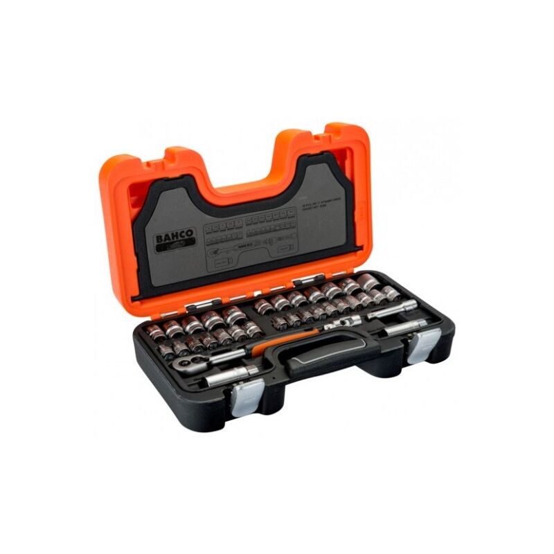 Jeu de douilles 3/8 avec profil hexagonal, dimensions en pouces - 38 pc/coffret - Bahco