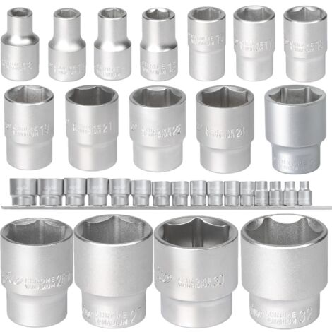 Jeu de douilles 6 pans 1/2 pouce sur rail