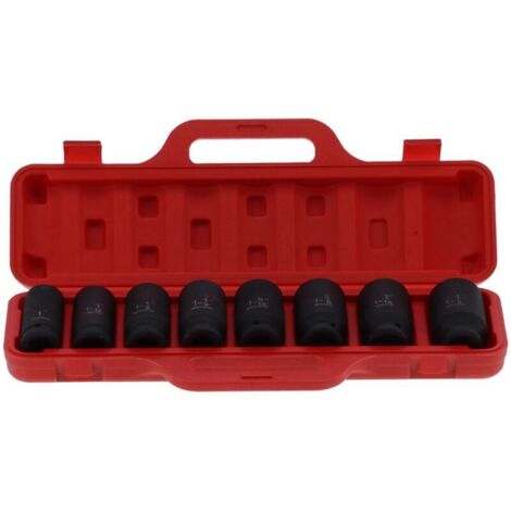 Jeu de Douilles à Chocs 8 pièces, Jeu de Douilles, Jeu de Douilles à Chocs, Couple élevé, Jeu de Douilles à Chocs en Acier au Chrome Vanadium Profond à 6 Points