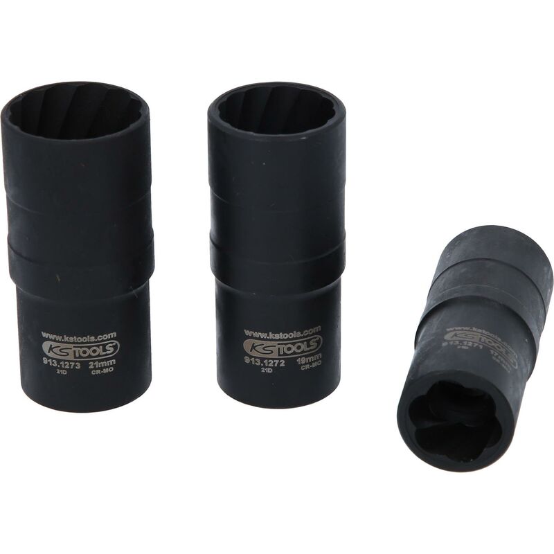 Kstools - 1/2' Jeu de douilles double à chocs, 3pcs,17-21mm