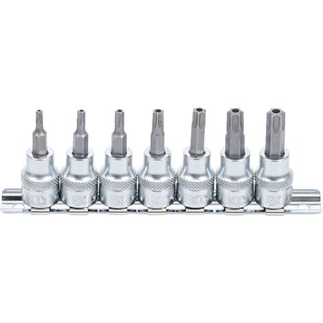 Jeu de douilles à embouts 10 mm (3/8") Profil T (pour Torx Plus) avec perçage T15 - T50 7 pièces BGS