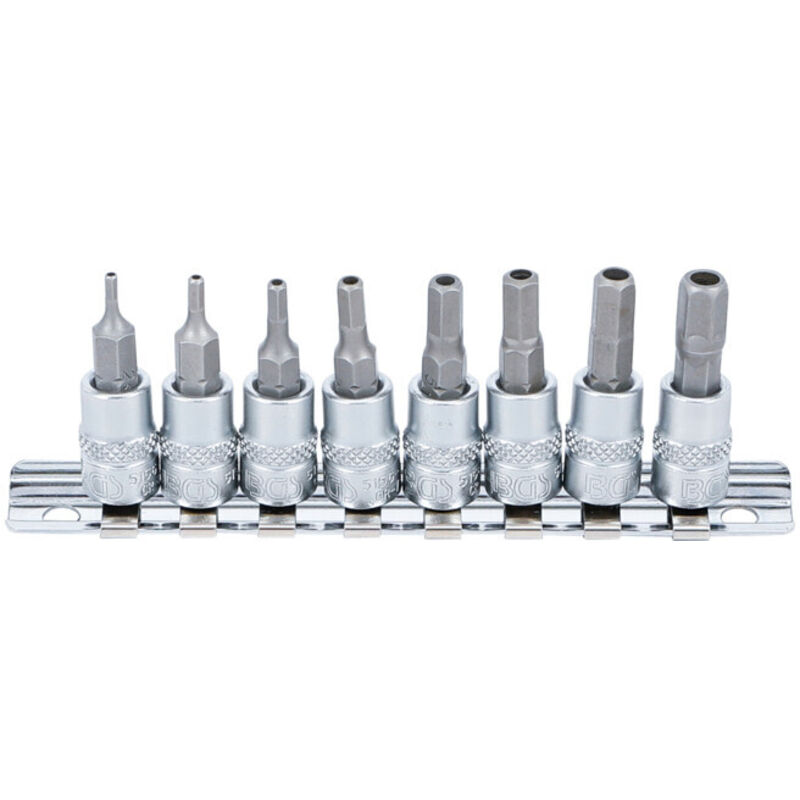 Jeu De Douilles À Embouts Empreinte Carré Femelle 6,3mm (1/4'') Six Pans Femelle Avec Alésage 2 - 7mm 8 Pièces Bgs 5156