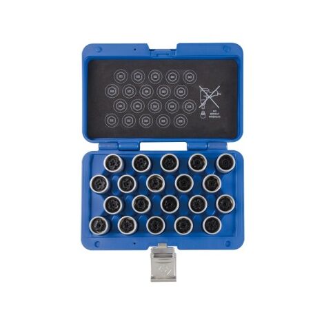 Jeu de douilles antivol VW 20 pièces – Chrome-molybdène – 6 pans de 17 mm – Pour garagistes professionnels – King Tony