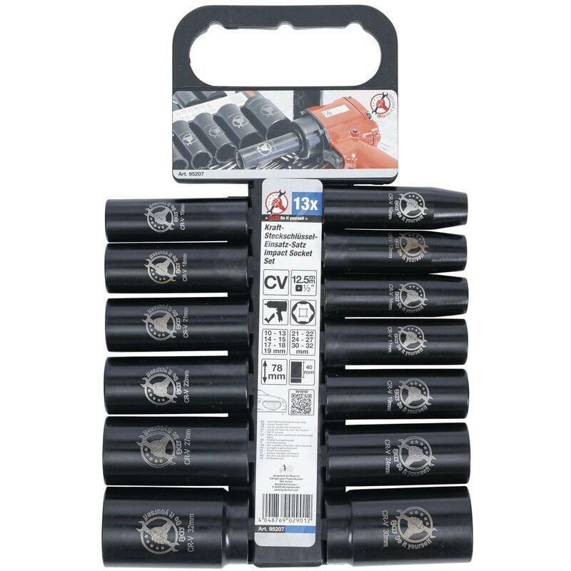 Jeu 13 douilles à choc Bgs Technic de 10 à 32 mm longues carré 1/2'