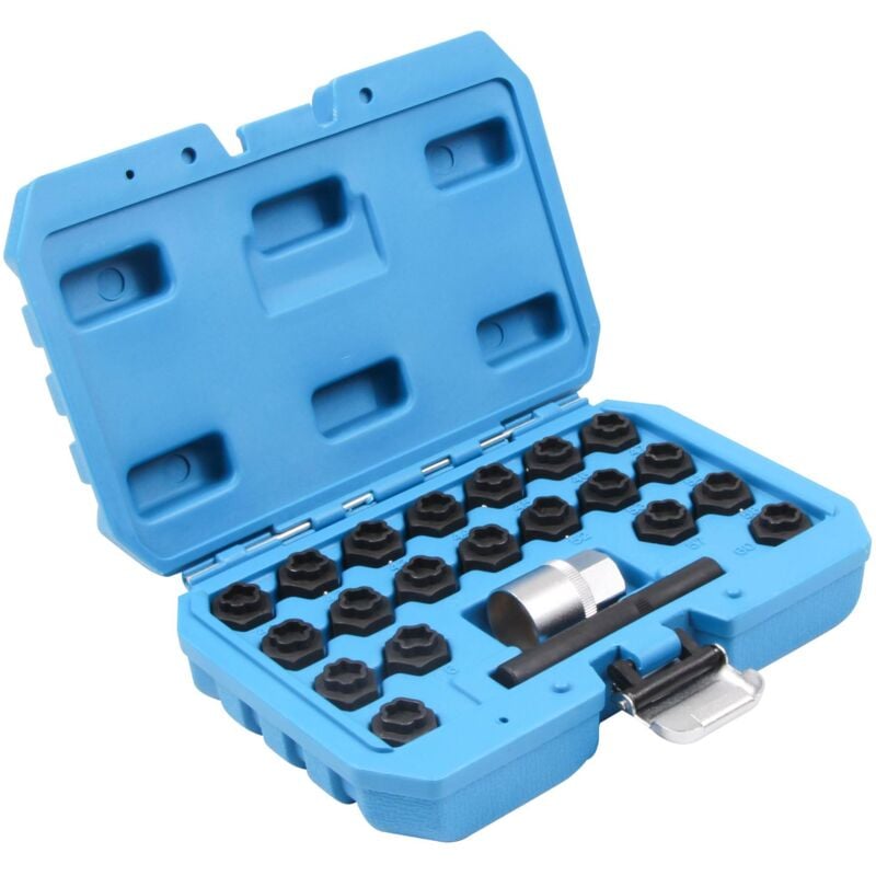 Jeu de douilles de clé antivol de roue de voiture, kit de retrait de clé de verrouillage de roue 22Pcs, écrous de roue antivol de roue