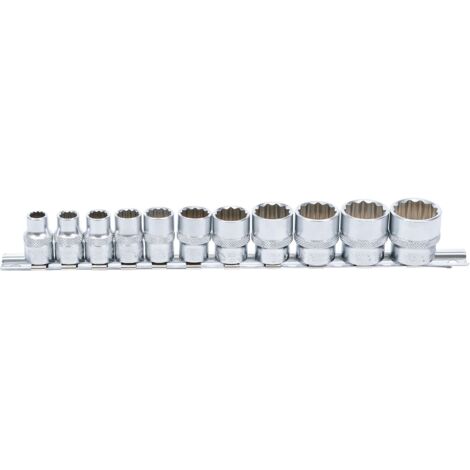 Jeu de Douilles, douze pans 10 mm (3/8") en pouce 11 pièces BGS