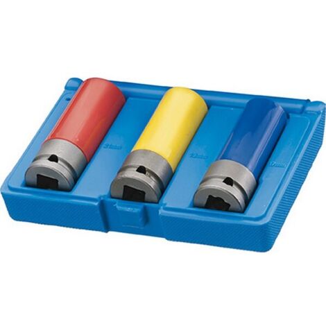 Jeu de douilles électriques 1/2" 3 pices avec couvercle en plastique