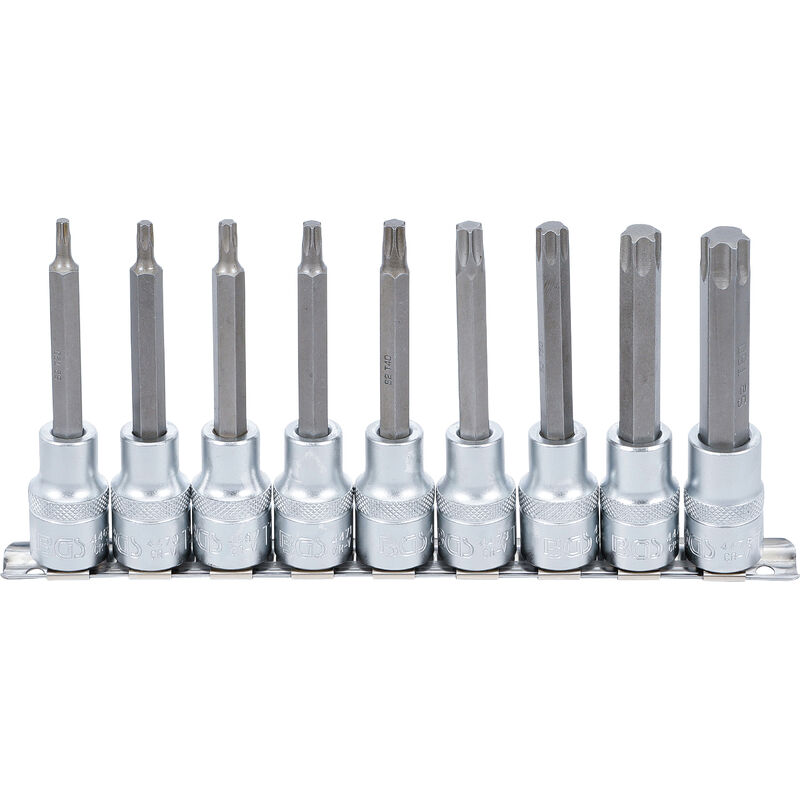 Jeu de douilles à embouts CARRé femelle 12,5 mm (1/2'') profil t (pour torx) 9 PIèCES bgs 5177