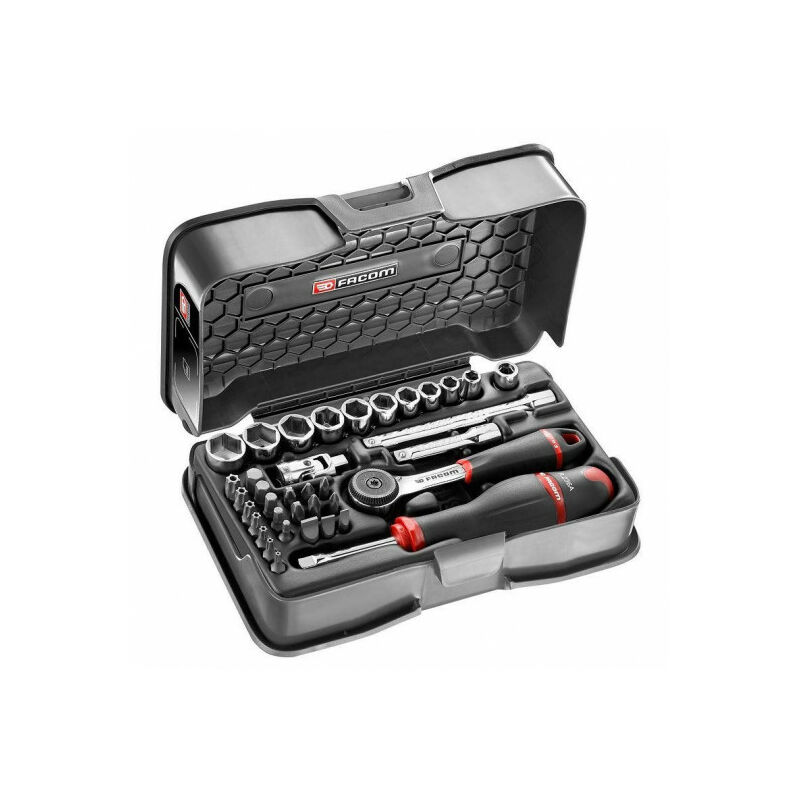 Coffret cliquet + douilles 1/4'' 6 pans - R.161-6P6PB - Ce produit de marque est neuf. - Facom