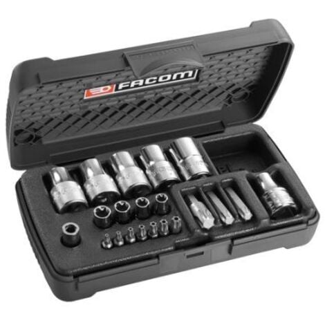 Jeu de douilles Torx Facom 1/2", 1/4" Carré 21 pièces ( Prix pour 1 )
