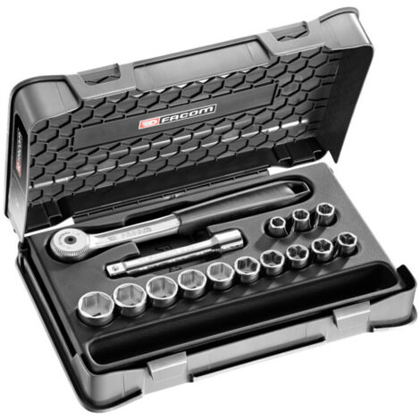 Jeu de douilles Facom S.151-1P6, 1/2" 6 pans, 15 pièces