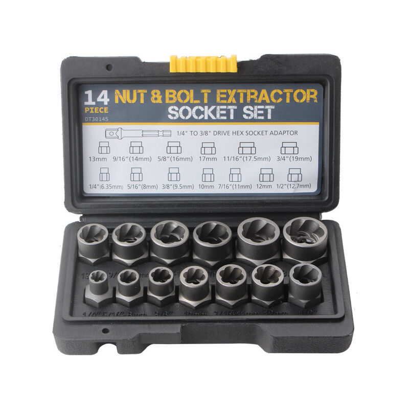 Jeu de douilles hélicoïdales / Extracteurs de vis, 13 pièces Extracteurs de boulons et d'écrous 1/4', 5/16', 3/8', 10 mm, 7/16', 12 mm, 1/2', 13 mm,