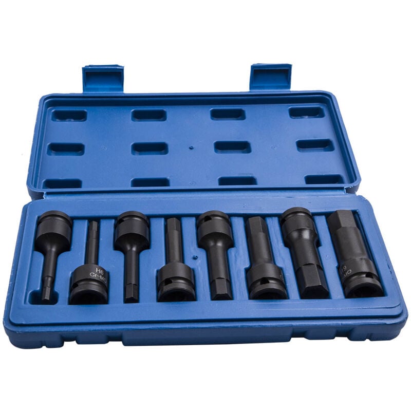 Jeu de Douilles Hexagonales 8 Pièces 1/2 'Impact Hex Allen Bit Socket H5 à H19