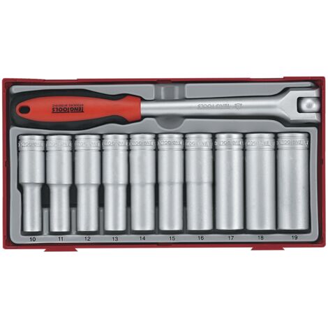 Jeu de douilles longues TT1 tray 1/2 10-19mm 11 pièces 12 pans Teng Tools TT1211