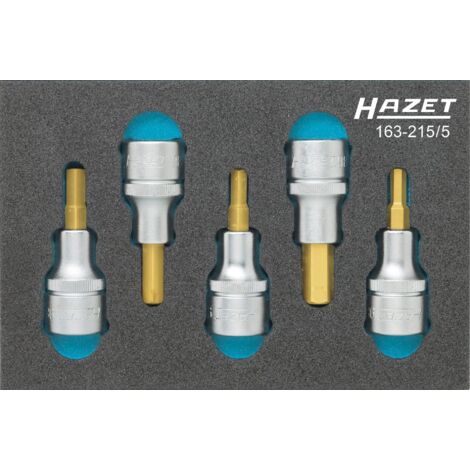 Jeu de douilles mâles 163-215/5 ∙ Carré creux 1/2 pouce (12,5 mm) ∙ Profil à 6 pans intérieurs ∙ 5 pièces ∙ 5 ∙ 6 ∙ 7 ∙ 8 ∙ 10