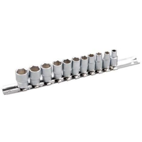 Bgs Technic – Douilles hexagonales 1/4' – 11 pièces – Acier chrome-vanadium – Traitement chromé mat – Compatible avec rail de rangement – 2433