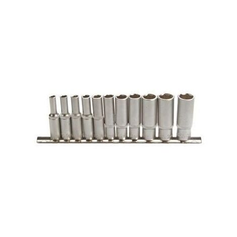 Jeu de douilles, six pans, longues 10 mm (3/8") 8 - 19 mm 11 pièces