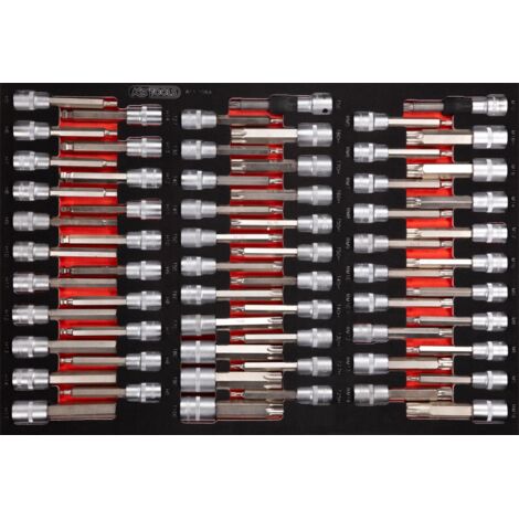 Kstools – Jeu de douilles tournevis 1/2' – 64 pièces – Insert en mousse – Résistant aux hydrocarbures – Longueur 388 mm – Pour environnements exigeants