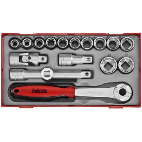 Jeu de douilles TT1 tray 1/2 10-24mm 18 pièces 12 pans Teng Tools TT1218