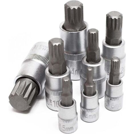 Jeu de douilles XZN Denture multiple 8 Pièces M4 - M16