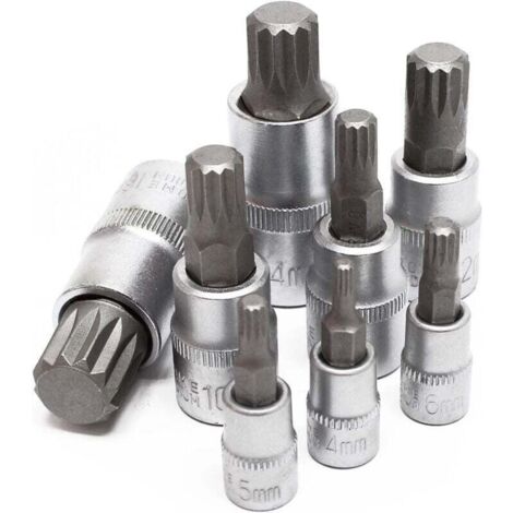 Jeu de douilles XZN Denture multiple 8 Pièces M4 - M16