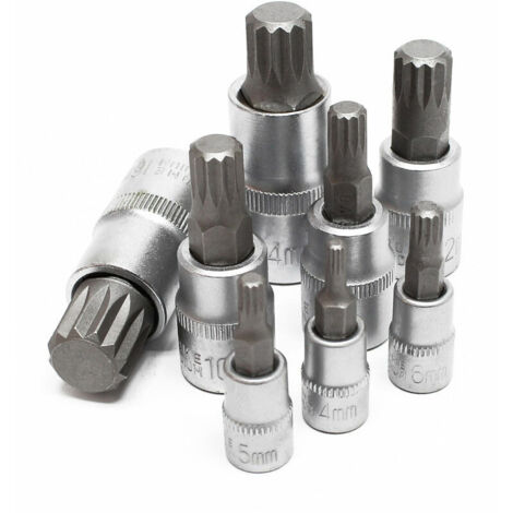 Jeu de douilles XZN Denture multiple 8 Pièces M4 - M16