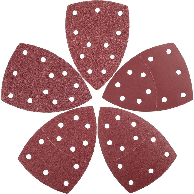 Jeu de feuilles abrasives de 100 triangles abrasifs, 105 x 152 mm11 trous chaque grain 20 x 40/60/80/120/240 pour ponceuse multiple