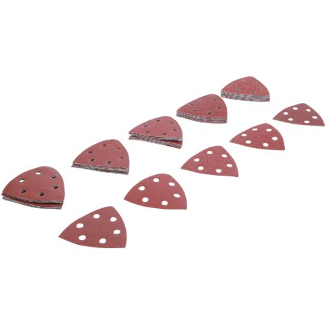 JEU DE FEUILLES ABRASIVES POUR PONCEUSE TRIANGULAIRE  95 X 95MM  CAL. 40 - 180  50PIÈCES BGS DIY 80815