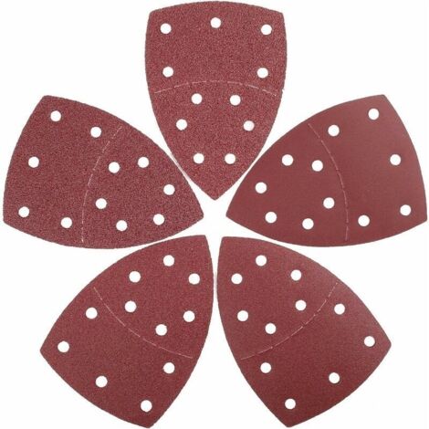 Jeu de feuilles abrasives triangles de ponçage 25 pièces. 105 x 152 mm11 trous chaque grain 5 x 40/60/80/120/240 pour ponceuse multiple