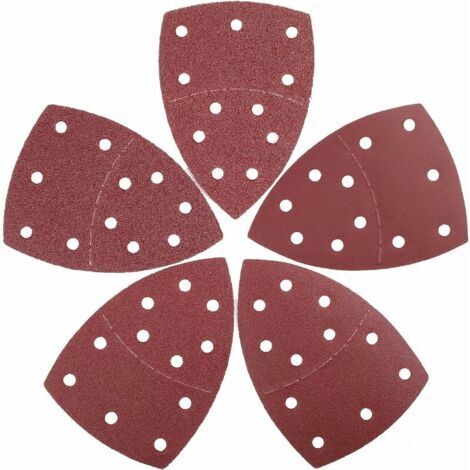 Jeu de feuilles abrasives triangles de ponçage 25 pièces, 105 x 152 mm11 trous chaque grain 5 x 40/60/80/120/240 pour ponceuse multiple