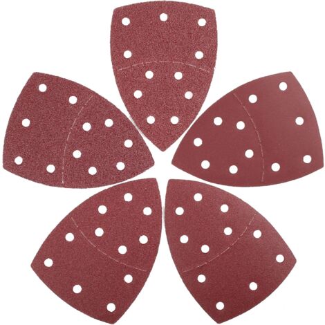 Jeu de feuilles abrasives triangles de ponçage 60 pièces, 105 x 152 mm11 trous chaque grain 5 x 40/60/80/120/180/240 pour ponceuse multiple