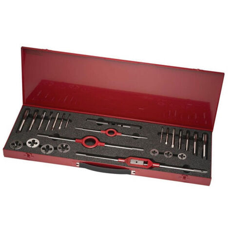 Jeu de filières et tarauds HS-32UNC UNC 1/4-3/4 27unités HSS Coffret métallique