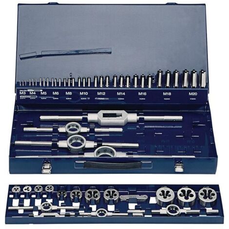 Jeu de filières et tarauds M3-M20 54 pièces HSS Coffret en métal