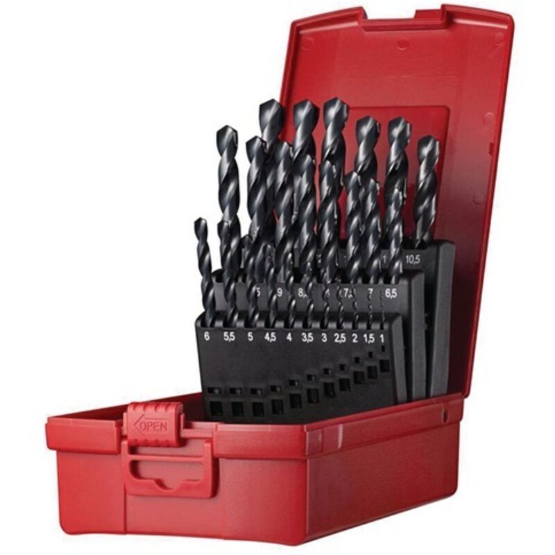 Jeu de Foret hélicoidaux A190 DIN 338 TypN D.1-13x0.5mm HSS 25 unités coffret plastique.DORMER