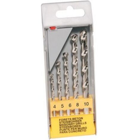 Jeu de forets à béton et à percussion, Quantité : 5 pièces, Contenu 4 5 6 8 10 mm