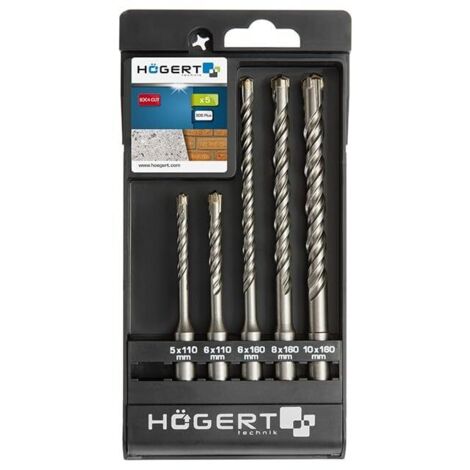 Jeu de forets à béton Hogert HT6D370 SDS-plus 5 unités