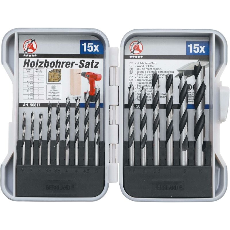 Jeu de forets à bois 3 - 10MM 15PIÈCES bgs diy 50817