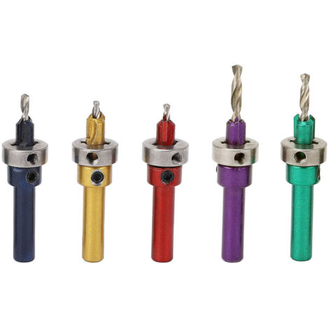 Jeu de forets à fraise pour le bois, 5 pièces, mèches de perçage coniques réglables pour le travail du bois, 2.8 à 4.0MM, 5 couleurs