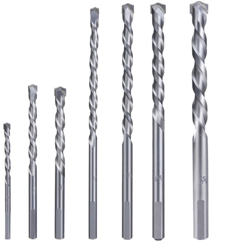 SNQ - Jeu de forets à maçonnerie avec pointe en carbure pour structures en béton en brique de ciment dans 7 pièces