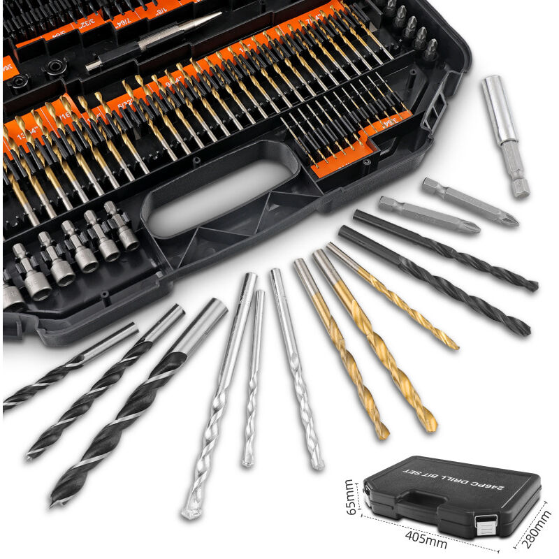 Jeu de forets à percussion, 112 pièces de forets à percussion à tige hexagonale de 1/4 pouces (environ 0,6 cm) et jeu d'embouts de tournevis pour le