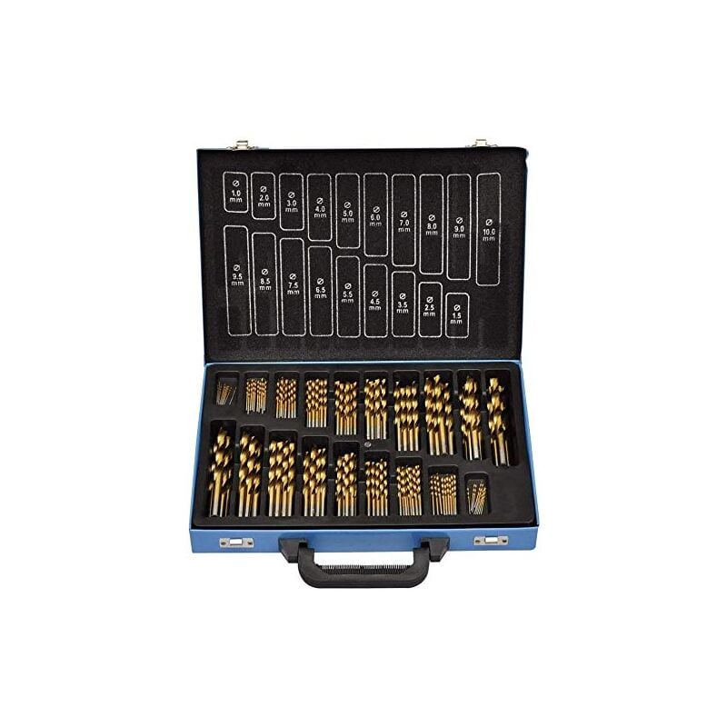 Naizy - Jeu de Forets en Acier 170 Pièces Pour toutes les perceuses courantes avec 1-10 mm - Angle de pointe 135° hss-g cobalt